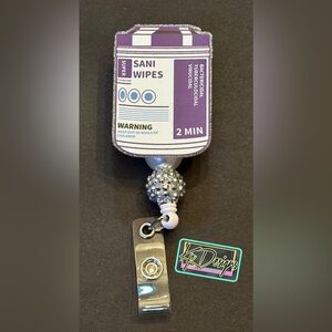 Sani-wipes bling badge reel